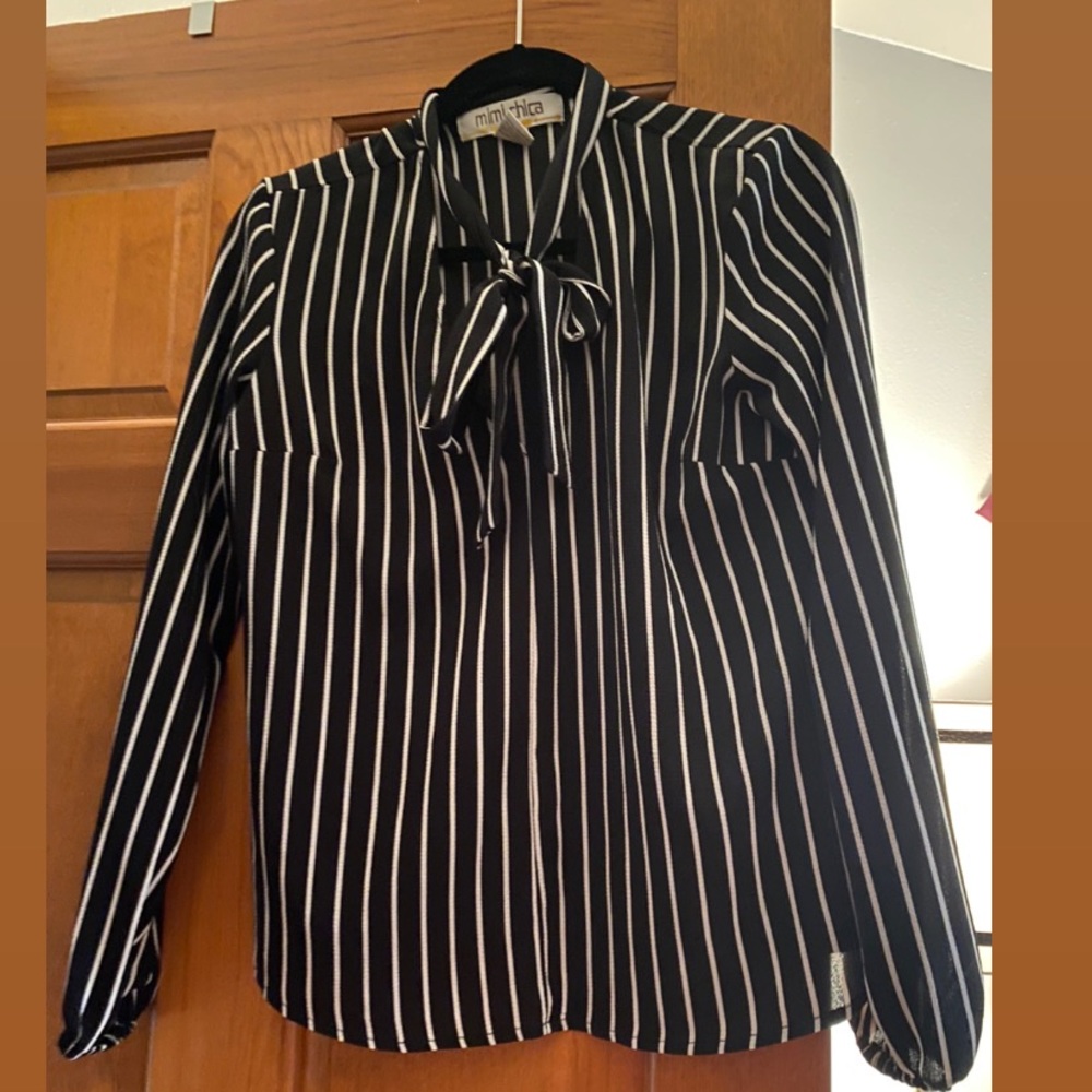 Black and White Striped Blouse